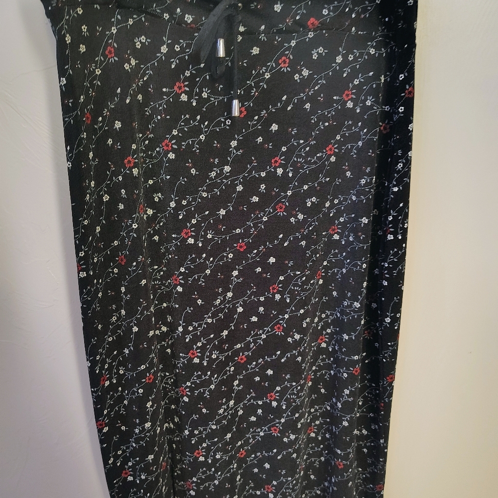 Vintage Susan Lawrence S Women's Black Floral Straight Skirt Knee Length
